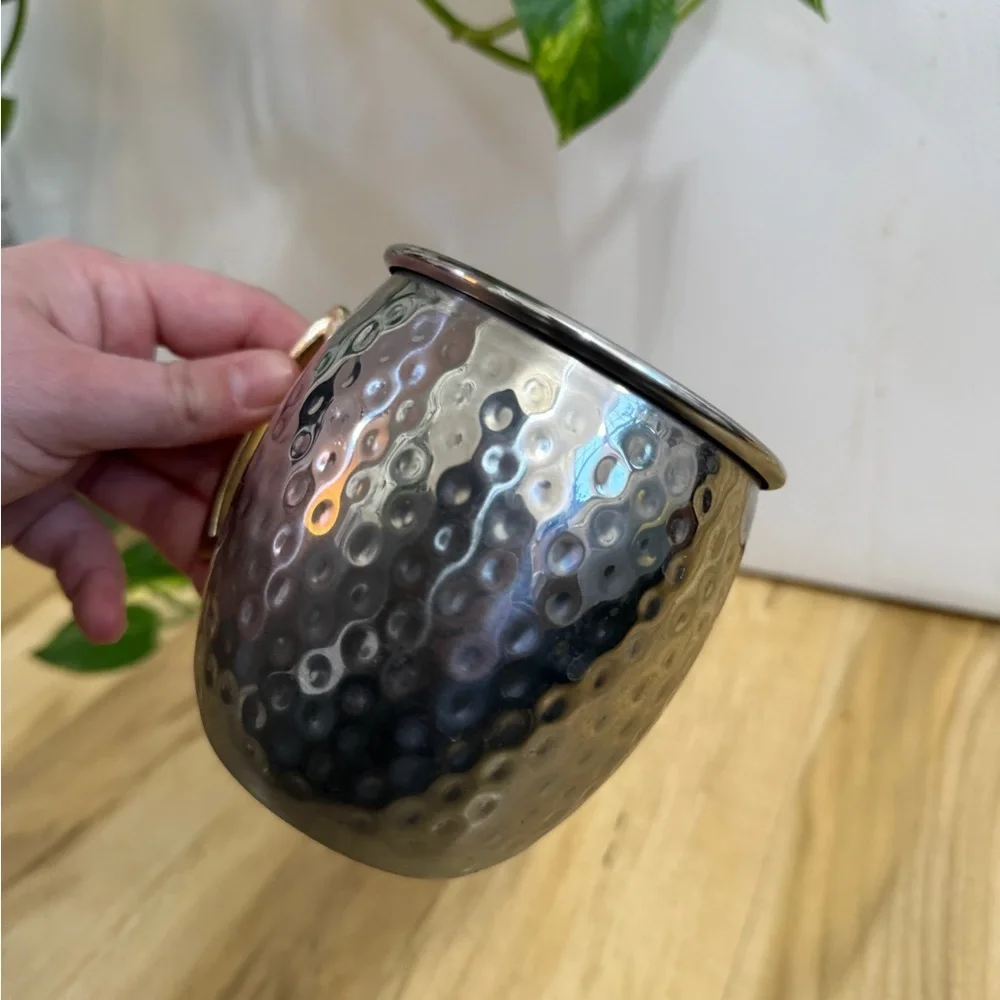 Silver Hammered Mug with Gold Handle
